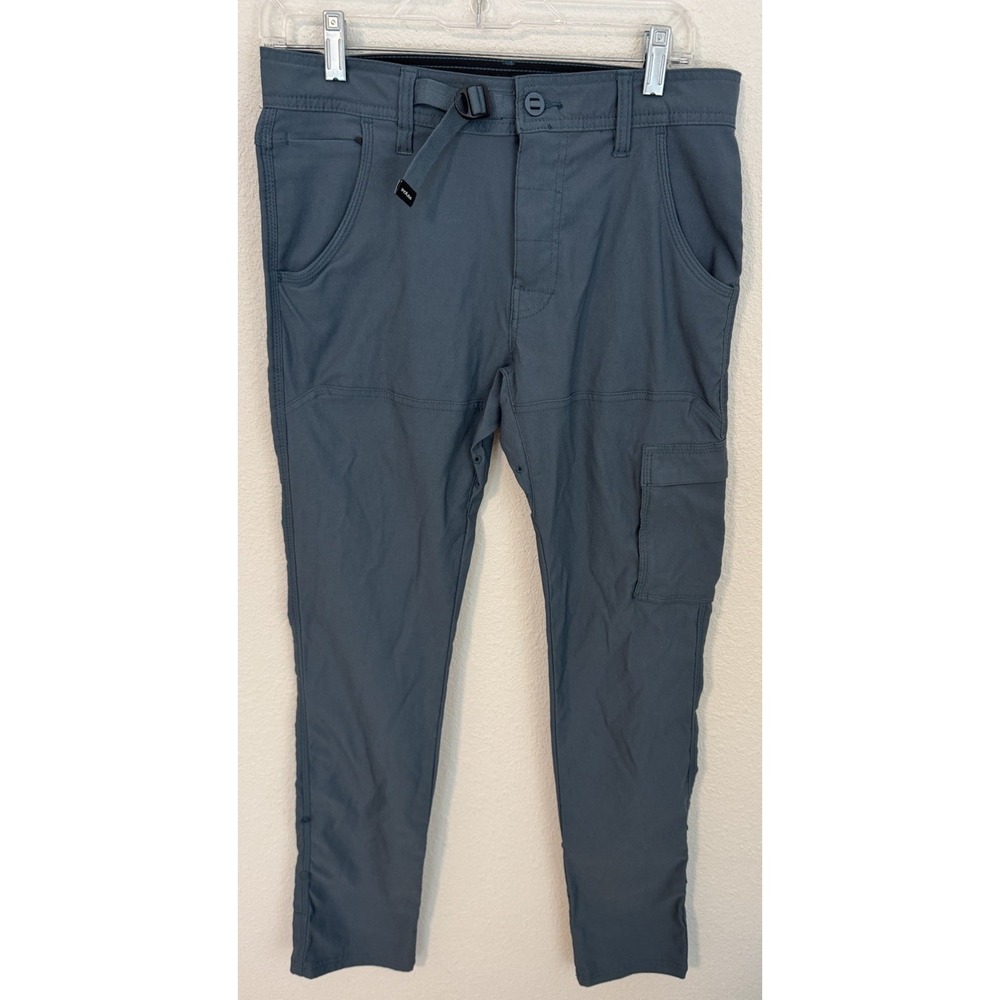 Prana Zion II Hiking Pants Stretch Men's 30x34 Slim Fit Teal Nylon Cargo Belted
